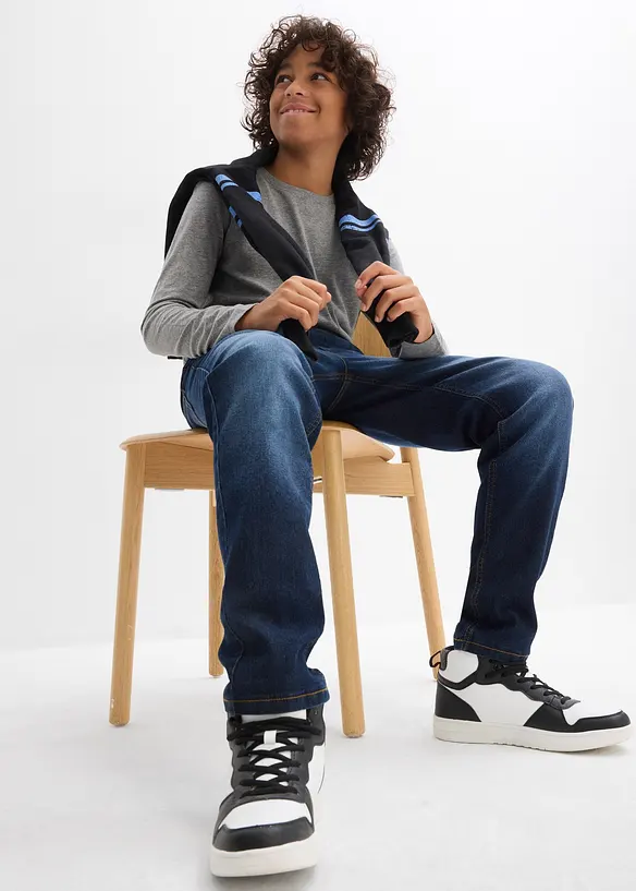 Varmende Regular Fit-pull on-jeans med jerseyfôr, Straight, bonprix