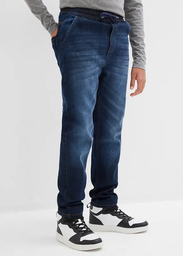 Varmende Regular Fit-pull on-jeans med jerseyfôr, Straight, bonprix