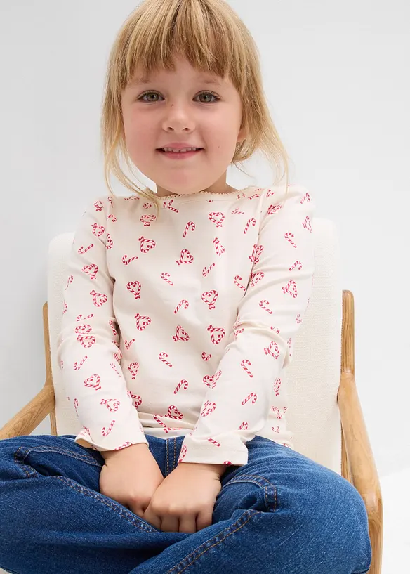 Langermet topp i økologisk bomull med elastan, bonprix