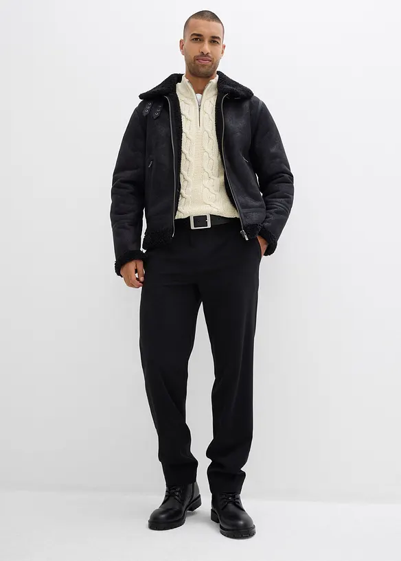 Grovstrikket troyer-genser med bomull, bonprix