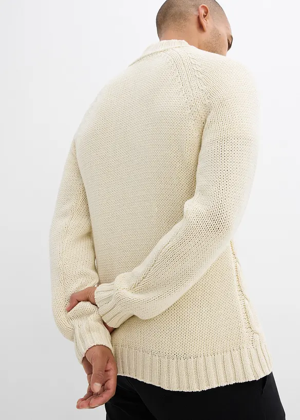 Grovstrikket troyer-genser med bomull, bonprix