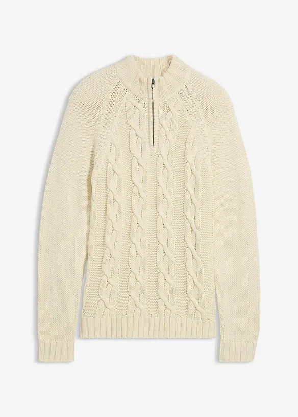 Grovstrikket troyer-genser med bomull, bonprix