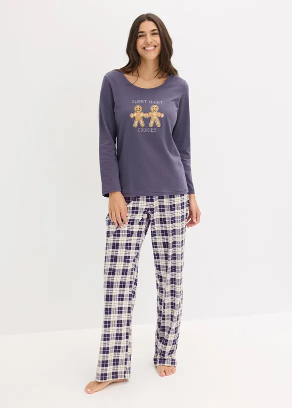 Pyjamas med flanellbukse, bonprix
