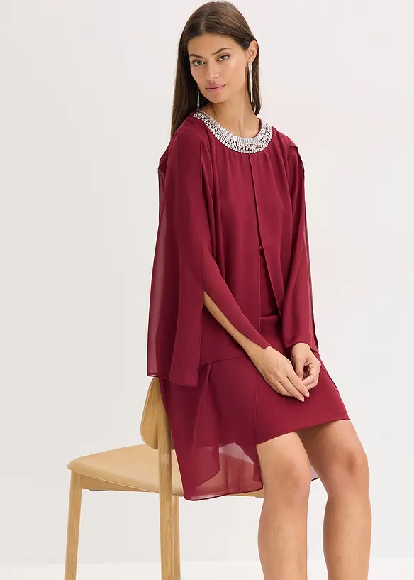 Chiffonkjole med strass-applikasjon, bonprix