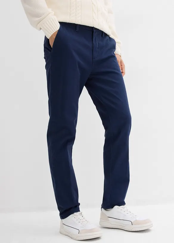 Regular Fit-chinos med varmende flanellfôr, Tapered, bonprix