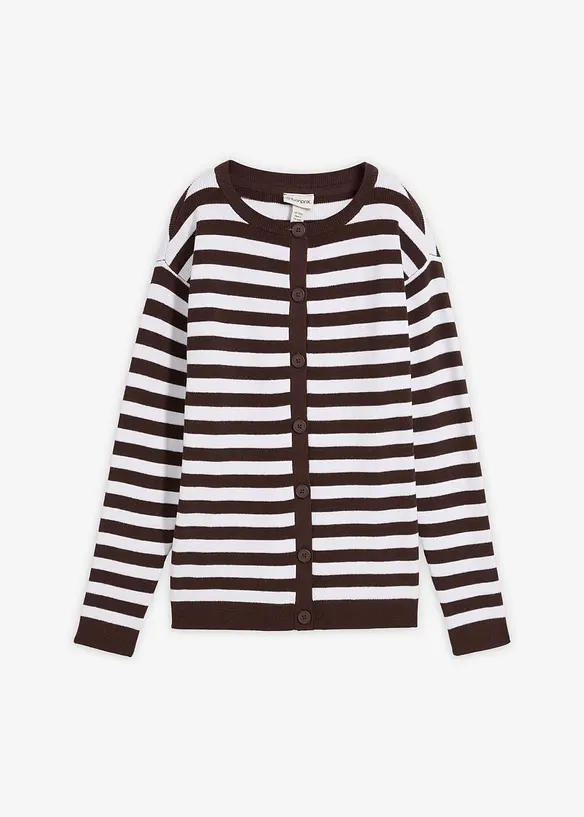 Finstrikket cardigan med rund hals, bonprix