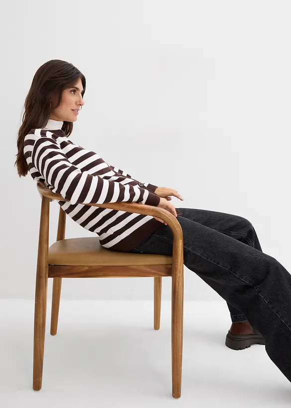 Finstrikket cardigan med rund hals, bonprix