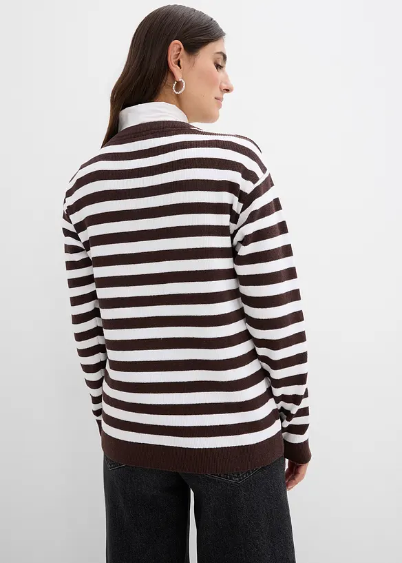 Finstrikket cardigan med rund hals, bonprix