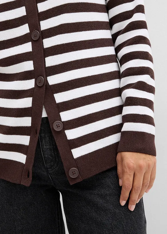 Finstrikket cardigan med rund hals, bonprix