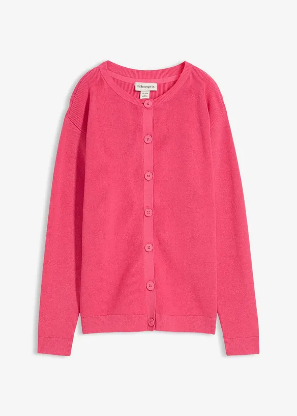 Finstrikket cardigan med rund hals, bonprix