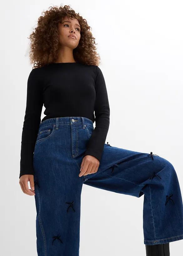 Barrel jeans High Waist, komfortlinning, bonprix