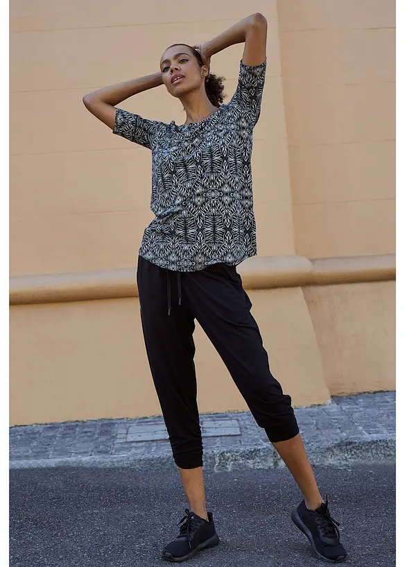 Loungewear haremsbukse med rynking i linningen, bonprix