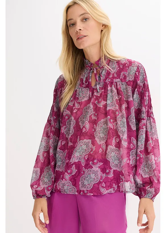 Tunika i sateng med biser, bonprix