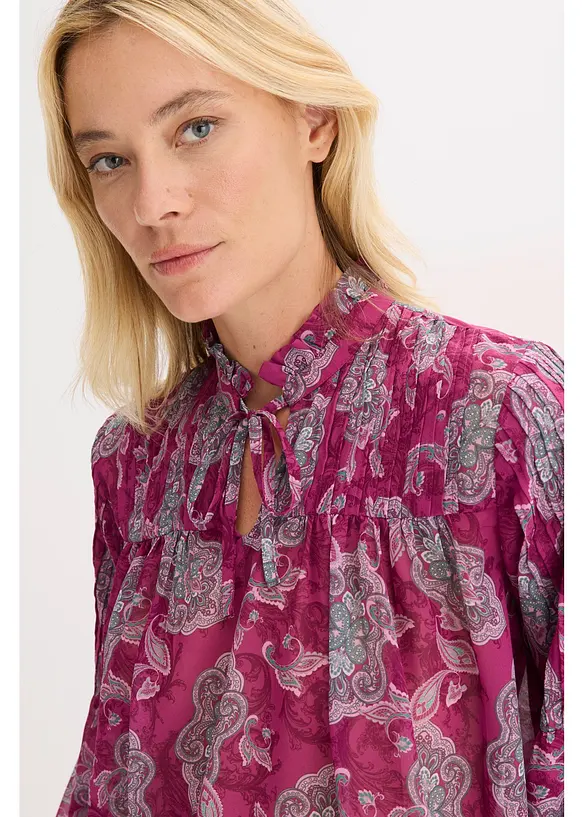 Tunika i sateng med biser, bonprix