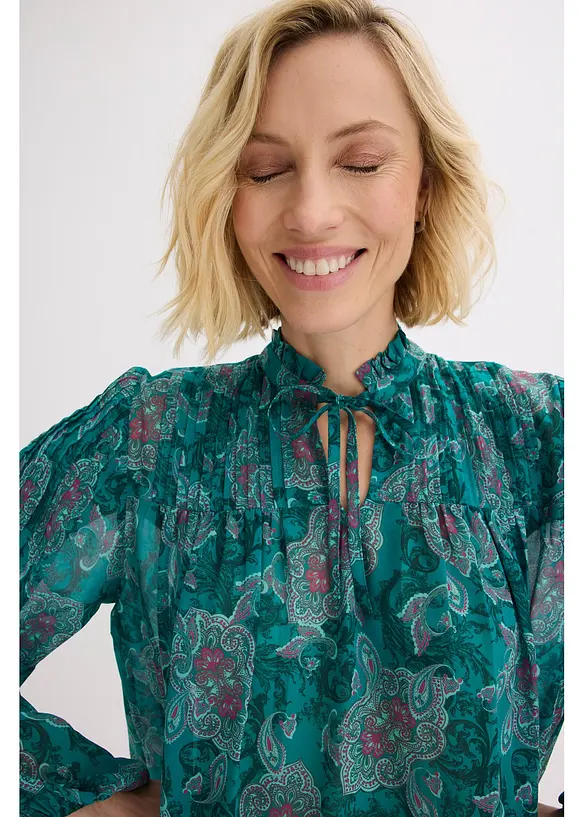 Tunika i sateng med biser, bonprix