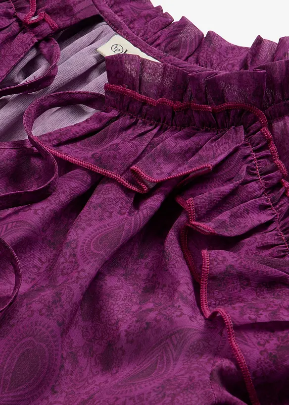 Chiffonbluse med volanger, bonprix