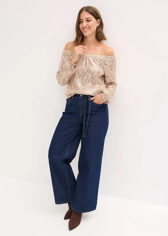 Singoalla-topp i oversized modell med paljetter, bonprix