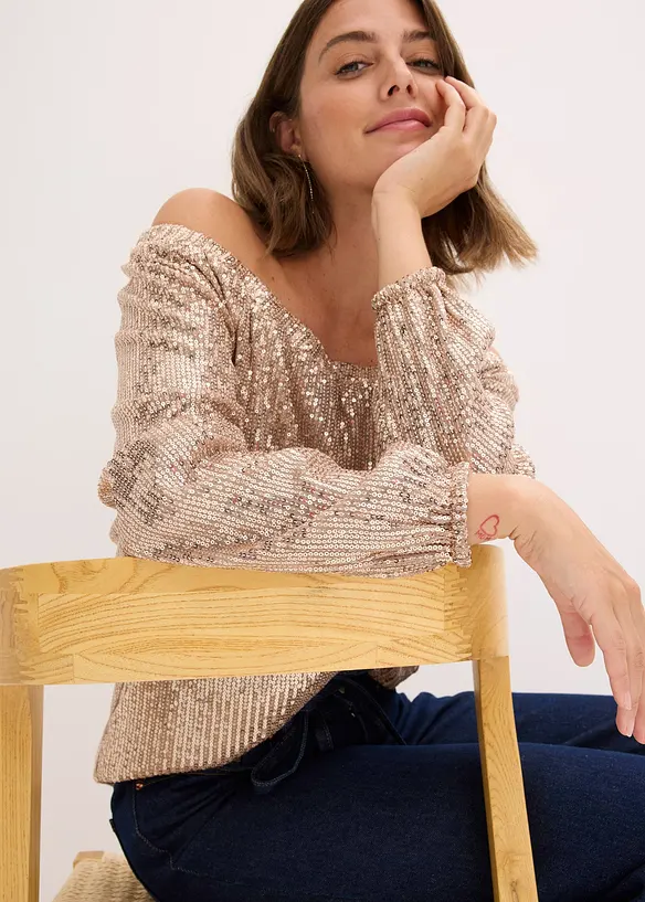 Singoalla-topp i oversized modell med paljetter, bonprix