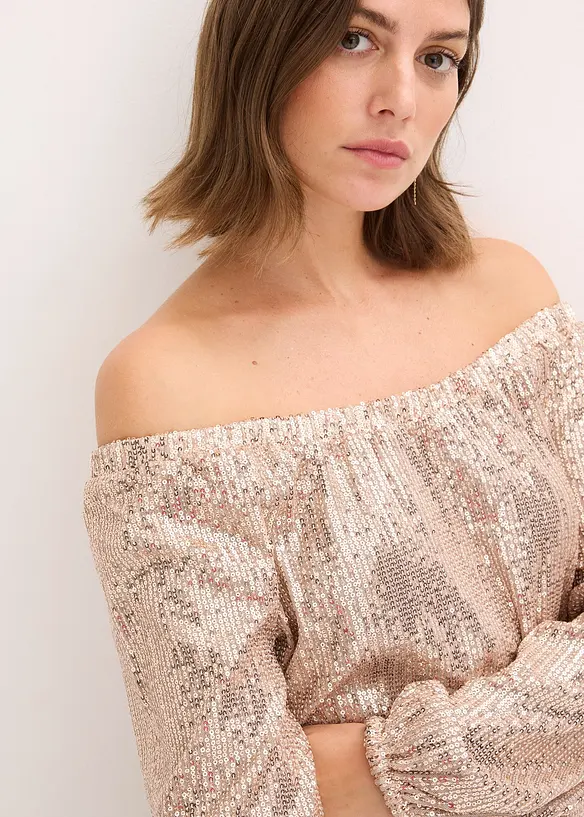 Singoalla-topp i oversized modell med paljetter, bonprix