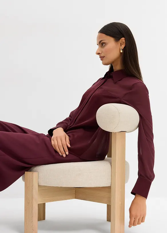 Skjorte med innfelling i sateng, bonprix