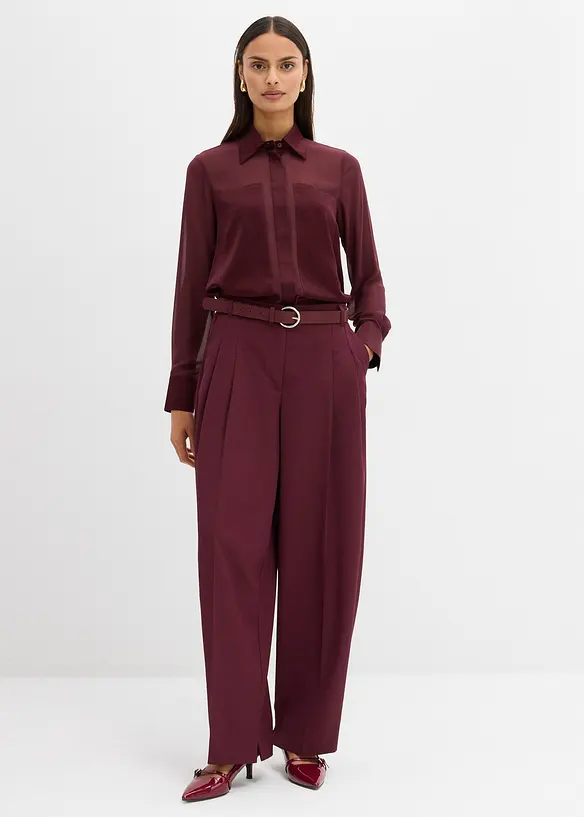 Skjorte med innfelling i sateng, bonprix