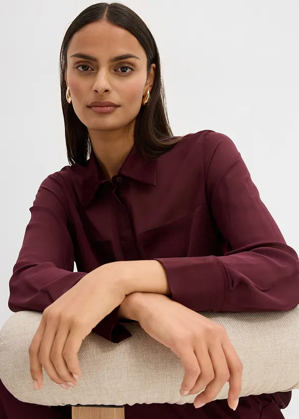 Skjorte med innfelling i sateng, bonprix