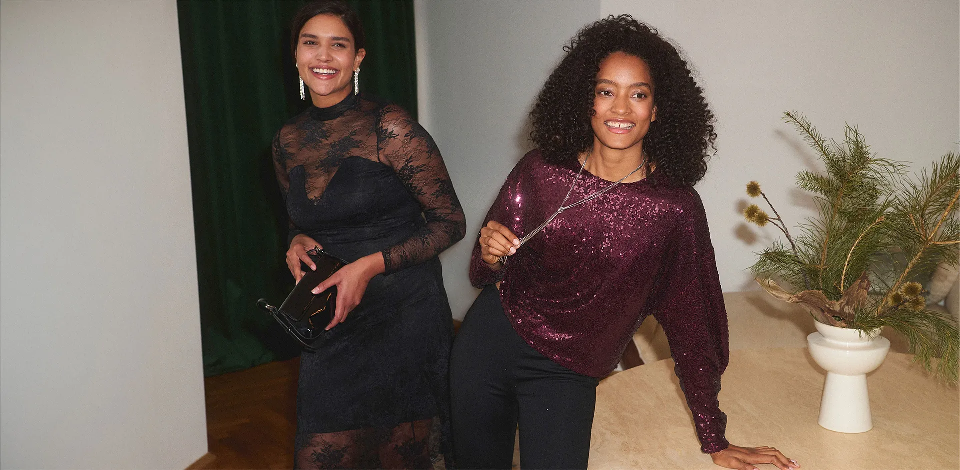 Trendy - Langermet paljettopp - vinr&oslash;d