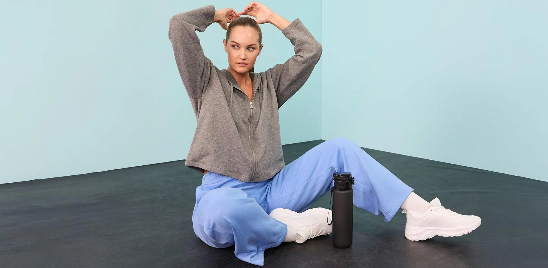 Trendy - Sweatjakke i 100% &oslash;kologisk bomull - gr&aring; melert