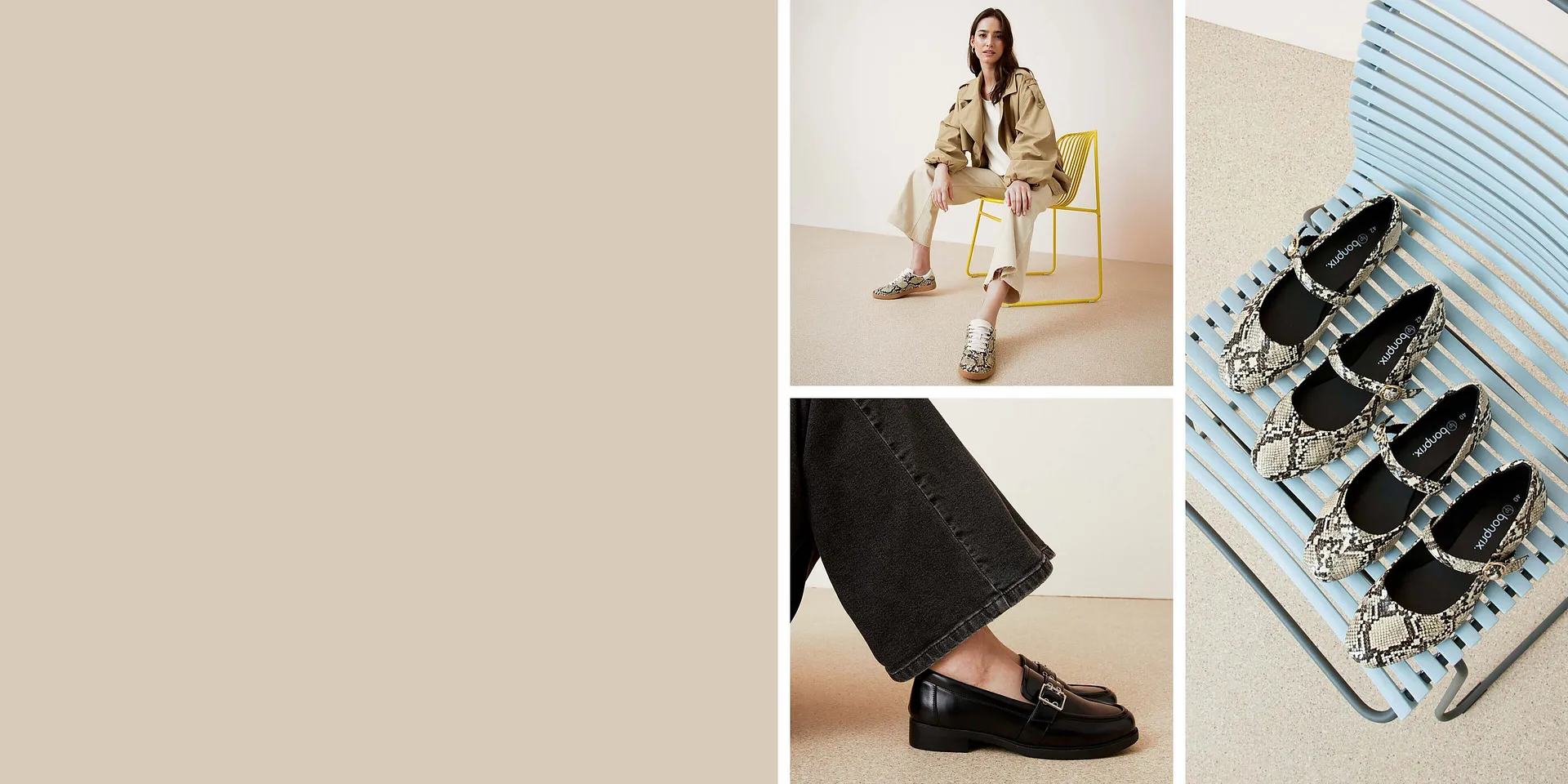 Avslappede sneakers, stilige loafers og m&oslash;nstrede ballerinasko.