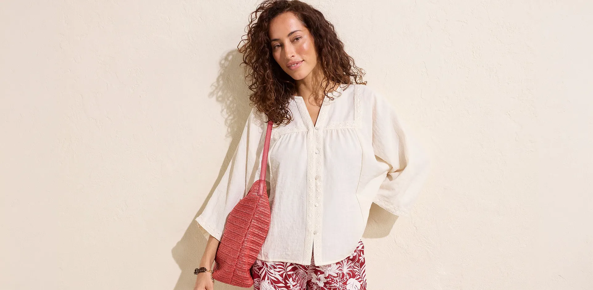 Trendy - Bluse i viskoseblanding - naturhvit