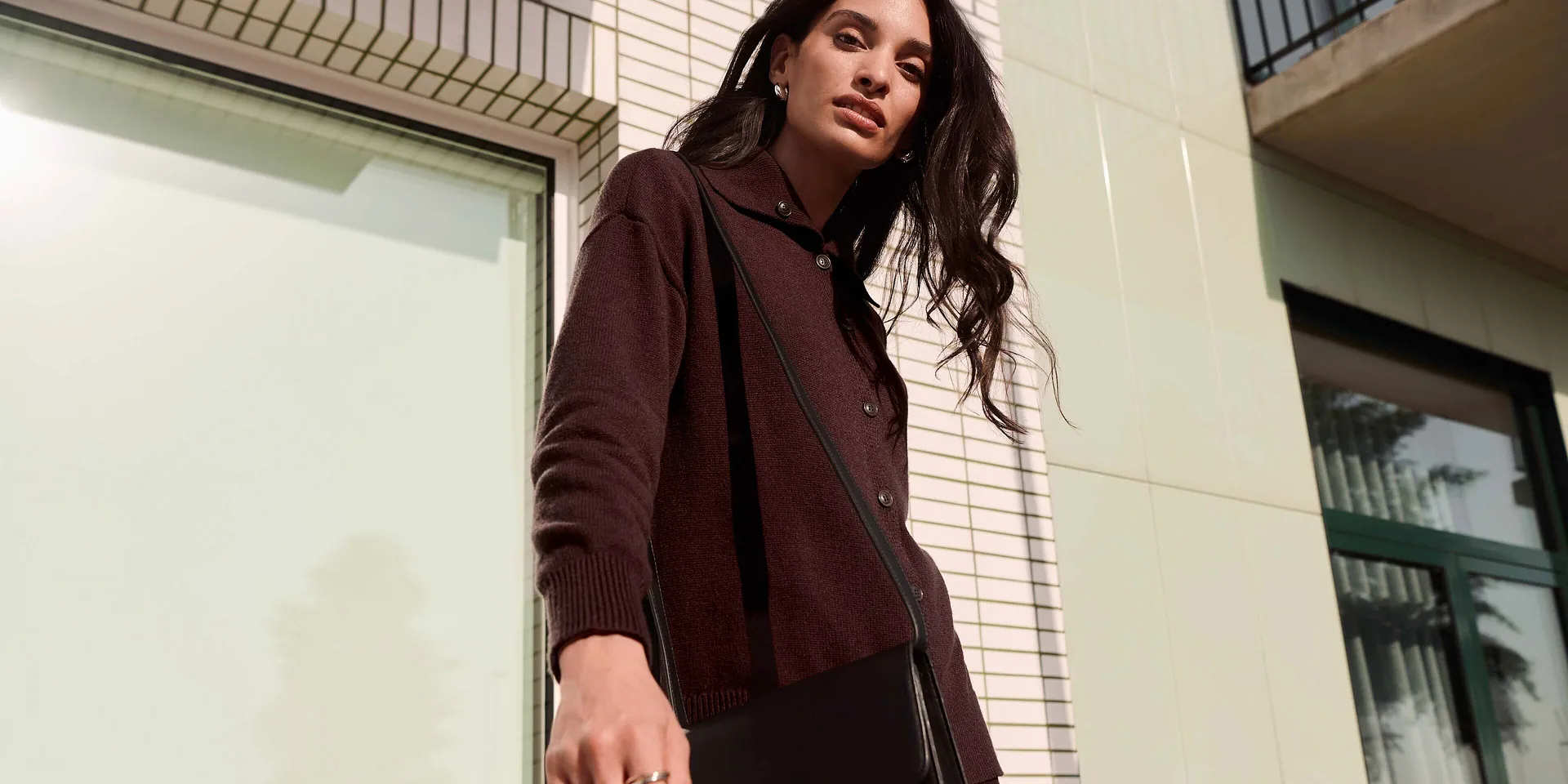 Dame - Grovstrikket cardigan - m&oslash;rkebrun