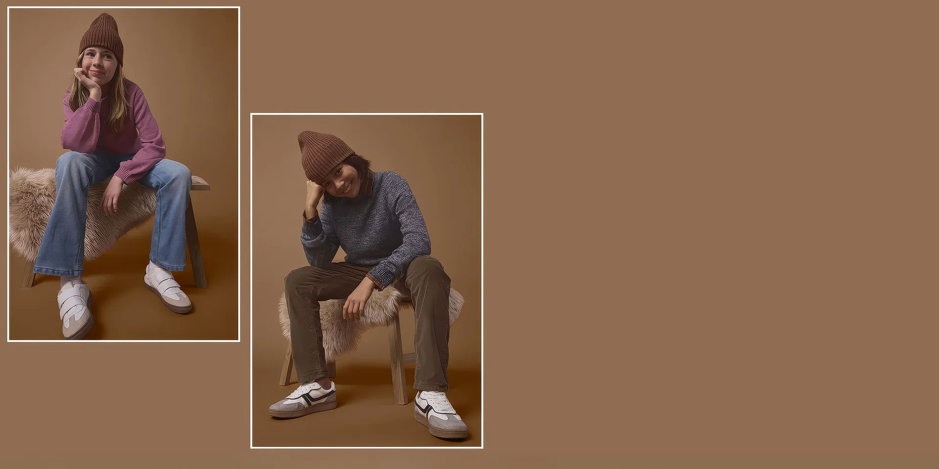 Avslappede looks med kule luer, varme gensere, behagelige bukser og trendy sneakers.