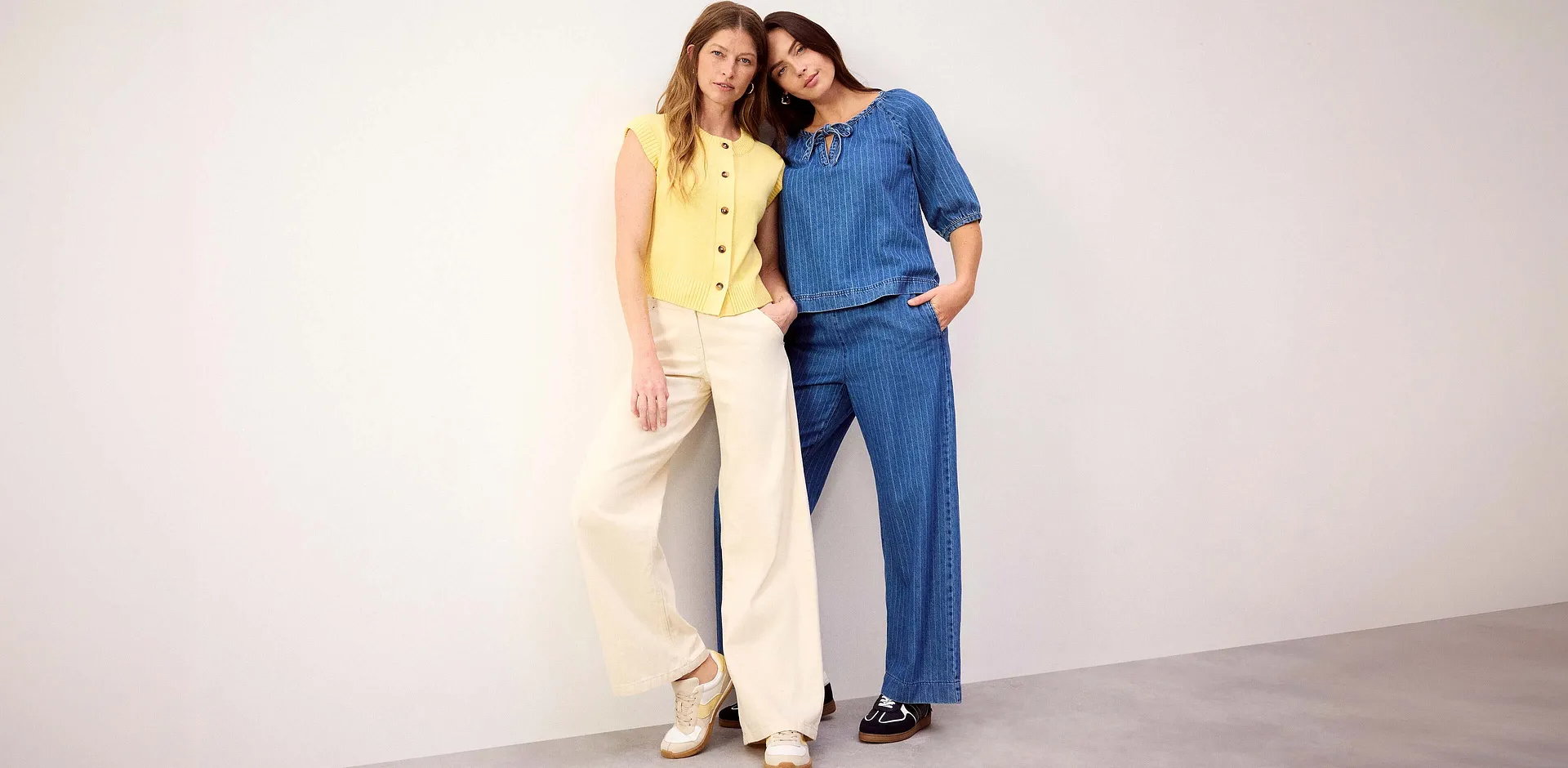 Dame - Pull on-Wide Leg-jeans - bl&aring; denim stripem&oslash;nster