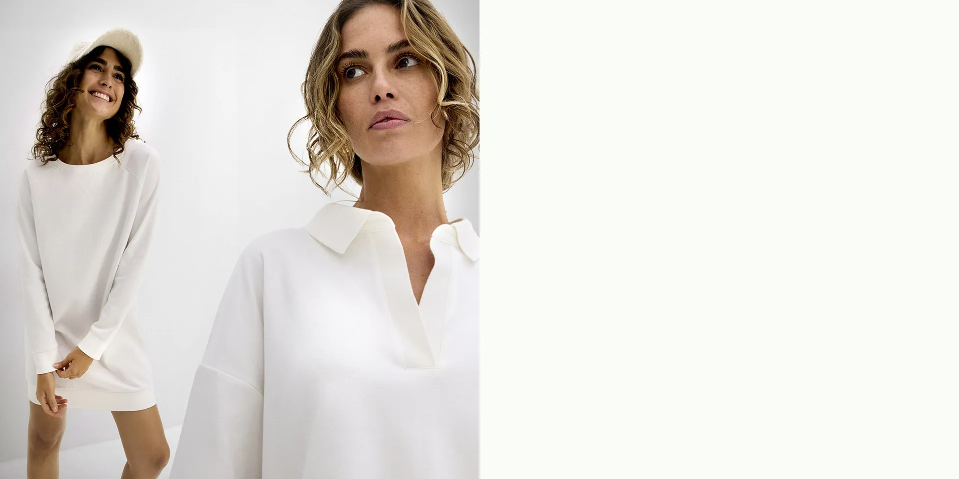 Tidl&oslash;s eleganse i hvitt: Vide gensere og avslappede skjorter for fine sommerdager.