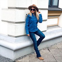 Dame - Mom-jeans med positive denim #1 fabric - lys blå denim used