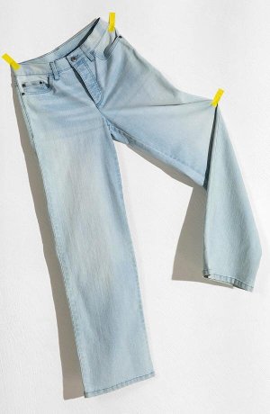 Dame - Vid jeans - isblå denim