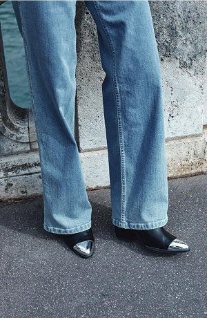 Dame - Vid jeans av økologisk bomull - mellomblå denim