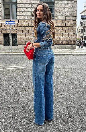 Dame - Kort denim-blazer - blå denim 