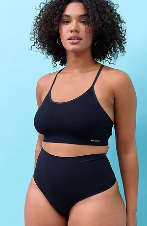 Dame - Feel Comfort Seamless-BH-topp med bryterrygg - sort