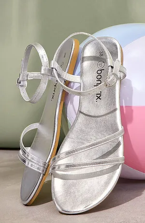 Dame - Sandaler - sølv metallic
