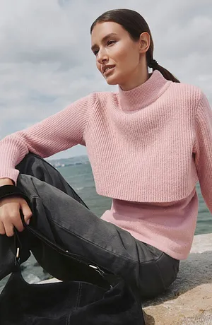 Trendy - Lang genser - askerosa/dus rosa