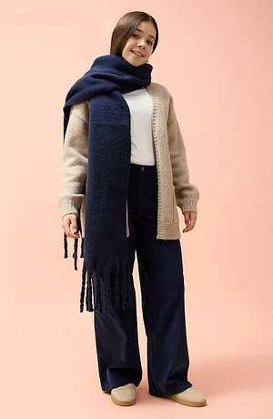 Barn - Kordfløyelsbukse i bomull med elastan - mørkeblå