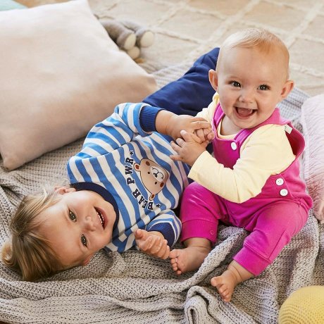 Barn - Sweatshirt og bukse (2-delt) til baby, økologisk bomull - midnattsblå/himmelblå