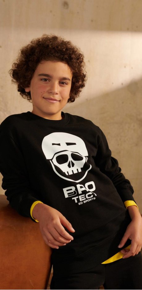 Barn - Sweatshirt til gutt, økologisk bomull - sort