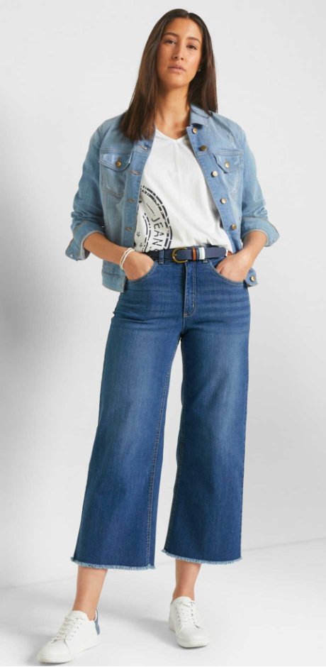 Dame - 7/8-lang jeans Wide Fit - blå denim used