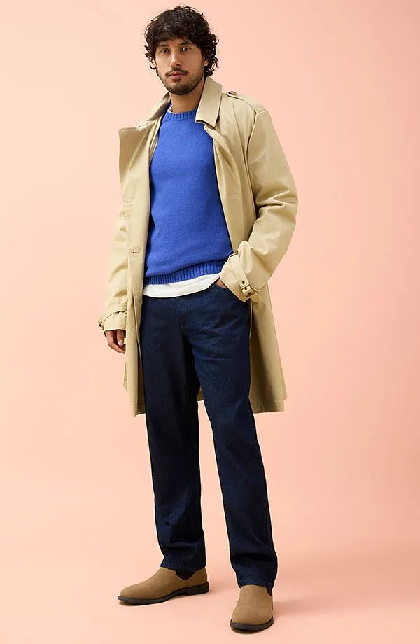 Herre - Relaxed Fit-jeans i 100% &oslash;kologisk bomull, Straight - dyp bl&aring; denim uvasket