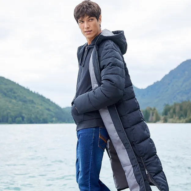 Herre - Vattert k&aring;pe med hette - sort