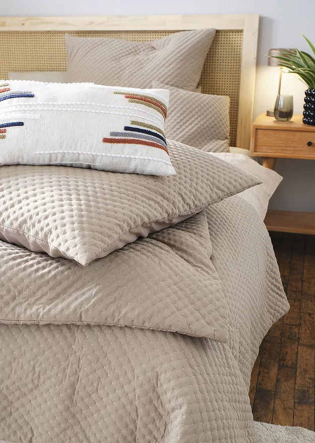 Hjem - Putetrekk i lett og moderne vattert materiale (2-pack) - lysebrun