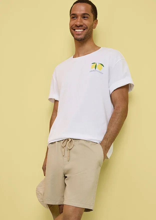 Herre - Shorts med stretchlinning i Relaxed Fit - sand