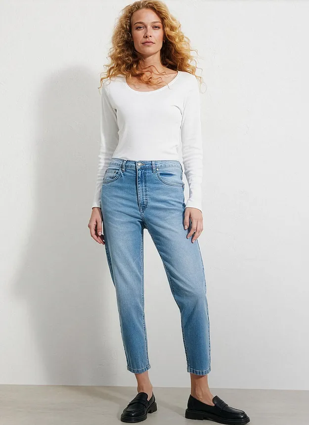 Dame - Kl&aelig;r - Jeans - Mom-jeans